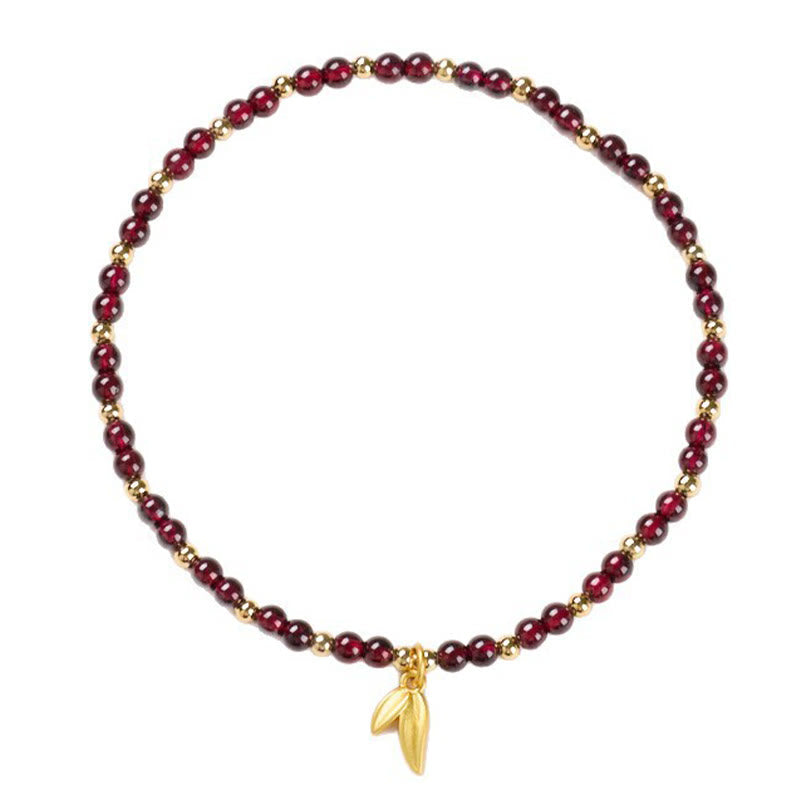 Natural 4mm Garnet Copper Gold Plated Calm Anklet