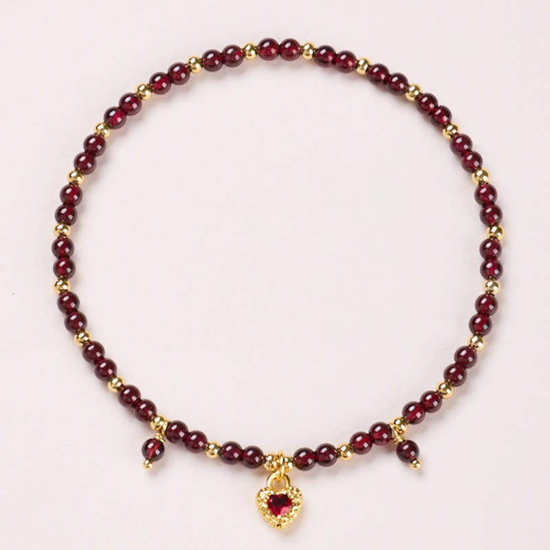 Natural 4mm Garnet Copper Gold Plated Calm Anklet