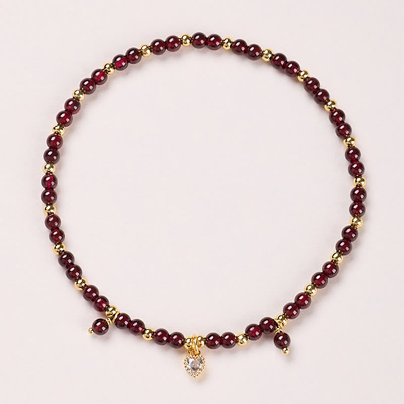 Natural 4mm Garnet Copper Gold Plated Calm Anklet