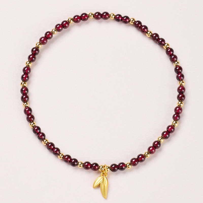 Natural 4mm Garnet Copper Gold Plated Calm Anklet