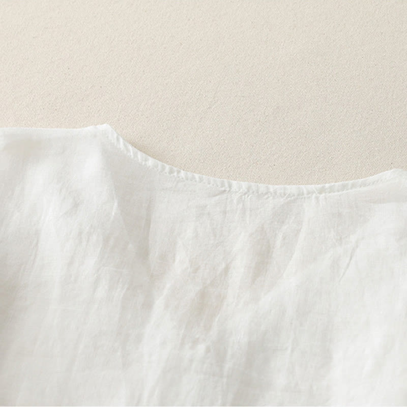 Embroidery Button-down Women's Cotton Linen Shirt
