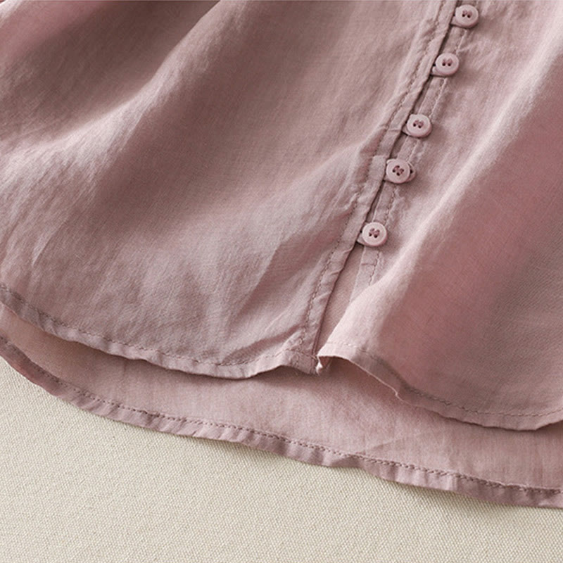 Embroidery Button-down Women's Cotton Linen Shirt