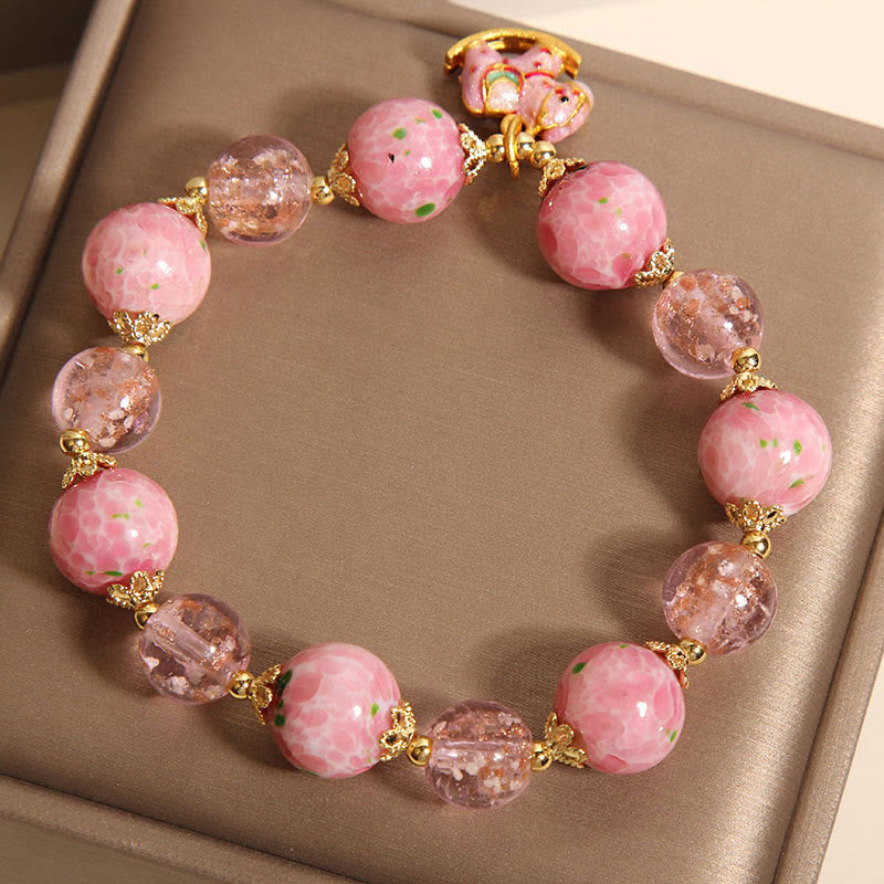 Handmade Braided Red String Bracelet with Liuli Glass Horse Zodiac Charm