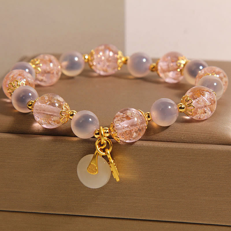 Fu Character Peace Buckle Liuli Candy Agate Healing Bracelet