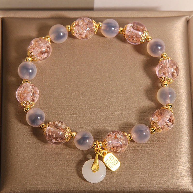 Fu Character Peace Buckle Liuli Candy Agate Healing Bracelet
