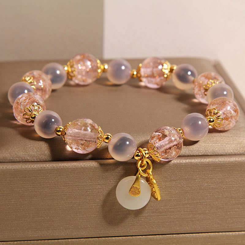 Fu Character Peace Buckle Liuli Candy Agate Healing Bracelet