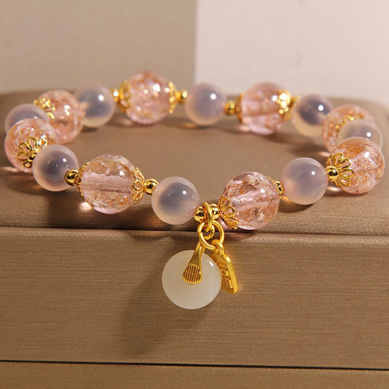 Fu Character Peace Buckle Liuli Candy Agate Healing Bracelet
