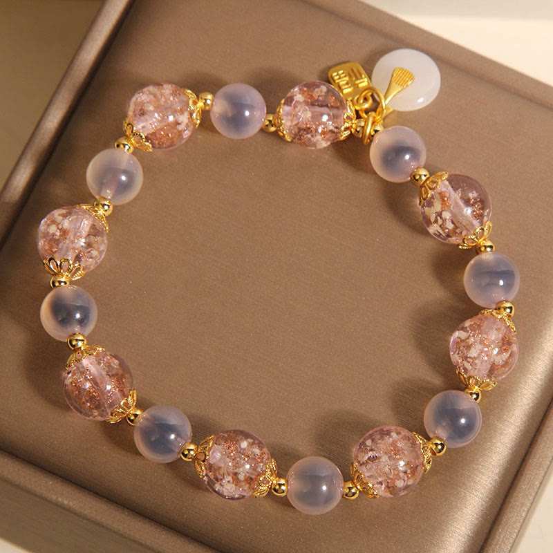 Fu Character Peace Buckle Liuli Candy Agate Healing Bracelet