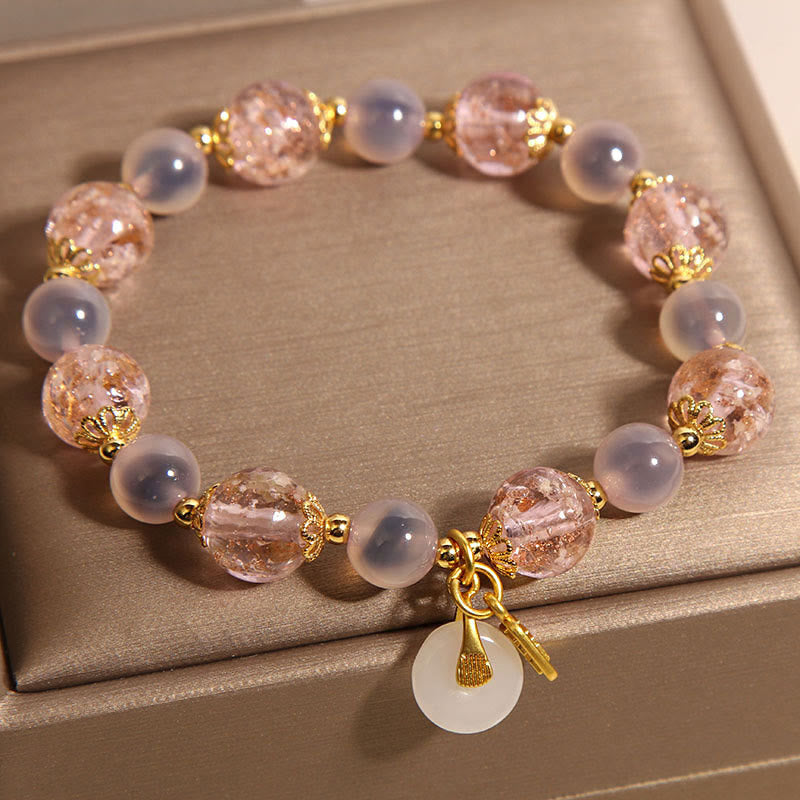 Fu Character Peace Buckle Liuli Candy Agate Healing Bracelet