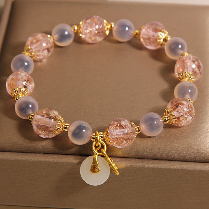 Fu Character Peace Buckle Liuli Candy Agate Healing Bracelet