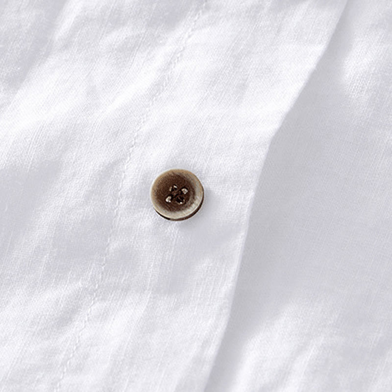 Tactile Cotton Linen Minimalist Short Sleeve Meditation Shirt