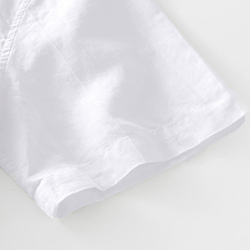 Tactile Cotton Linen Minimalist Short Sleeve Meditation Shirt