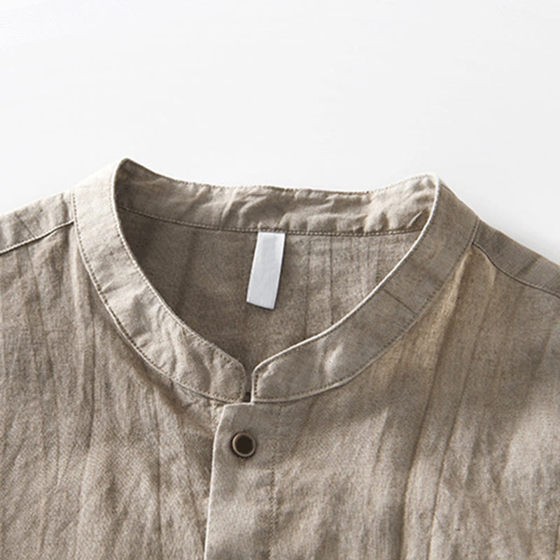 Tactile Cotton Linen Minimalist Short Sleeve Meditation Shirt