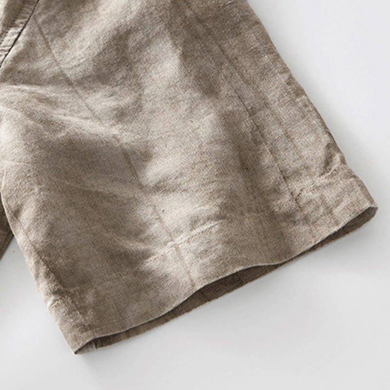 Tactile Cotton Linen Minimalist Short Sleeve Meditation Shirt
