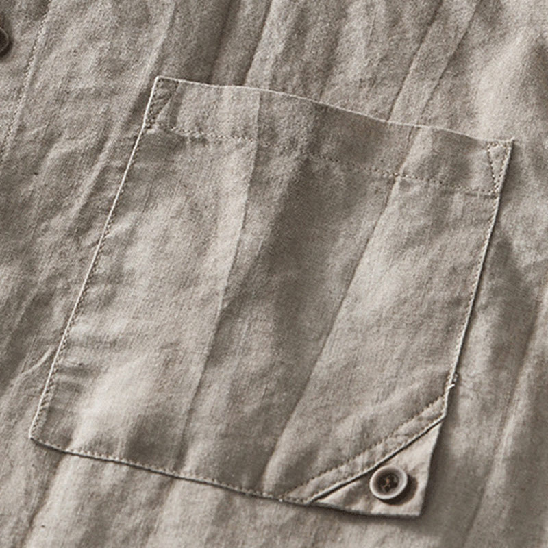 Tactile Cotton Linen Minimalist Short Sleeve Meditation Shirt