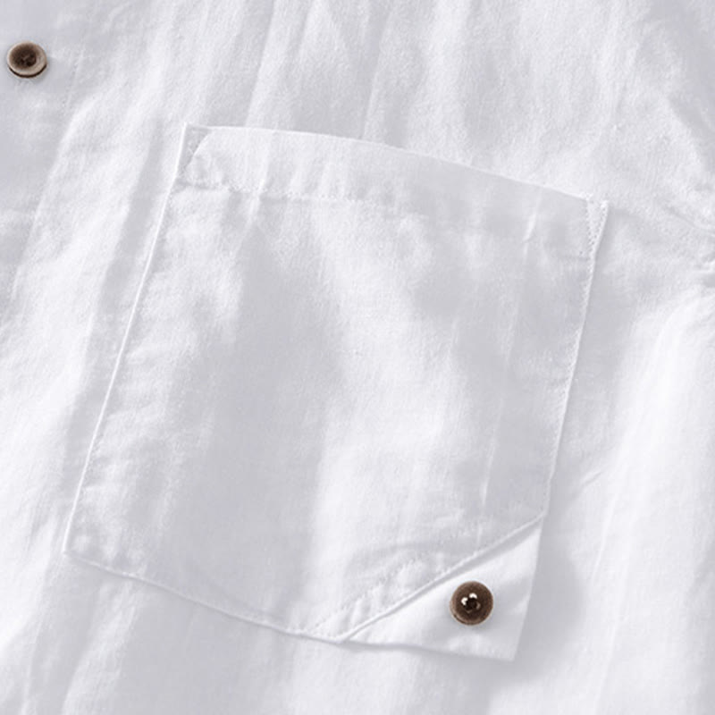 Tactile Cotton Linen Minimalist Short Sleeve Meditation Shirt