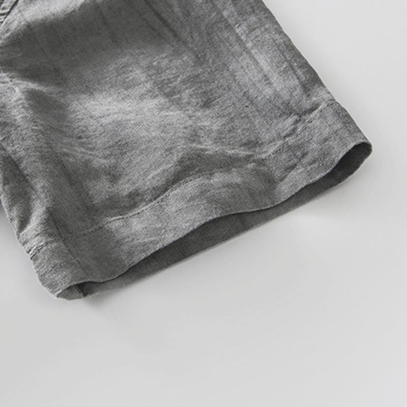 Tactile Cotton Linen Minimalist Short Sleeve Meditation Shirt