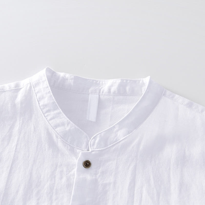 Tactile Cotton Linen Minimalist Short Sleeve Meditation Shirt
