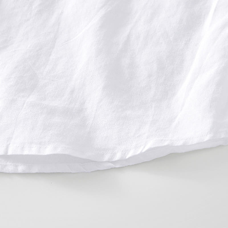 Tactile Cotton Linen Minimalist Short Sleeve Meditation Shirt