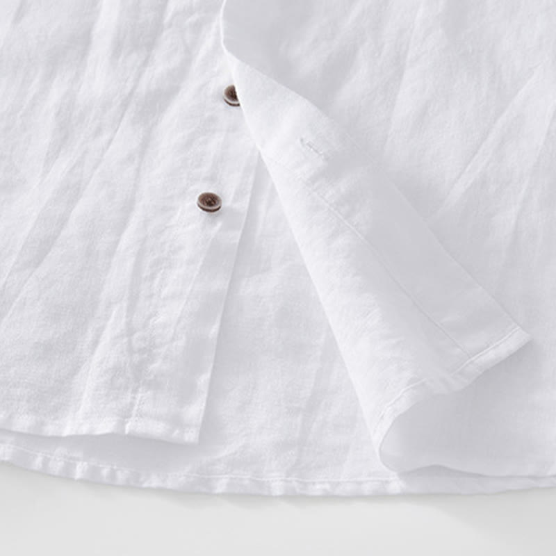 Tactile Cotton Linen Minimalist Short Sleeve Meditation Shirt