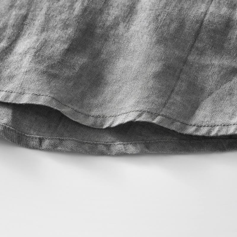 Tactile Cotton Linen Minimalist Short Sleeve Meditation Shirt