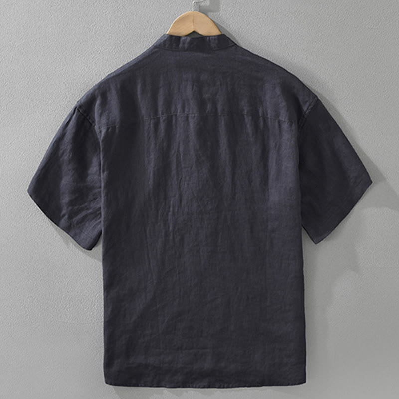 Men's Breathable Linen Short-Sleeve Meditation Shirt