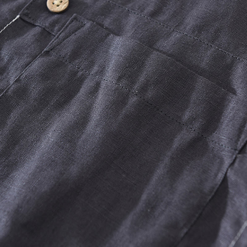 Men's Breathable Linen Short-Sleeve Meditation Shirt