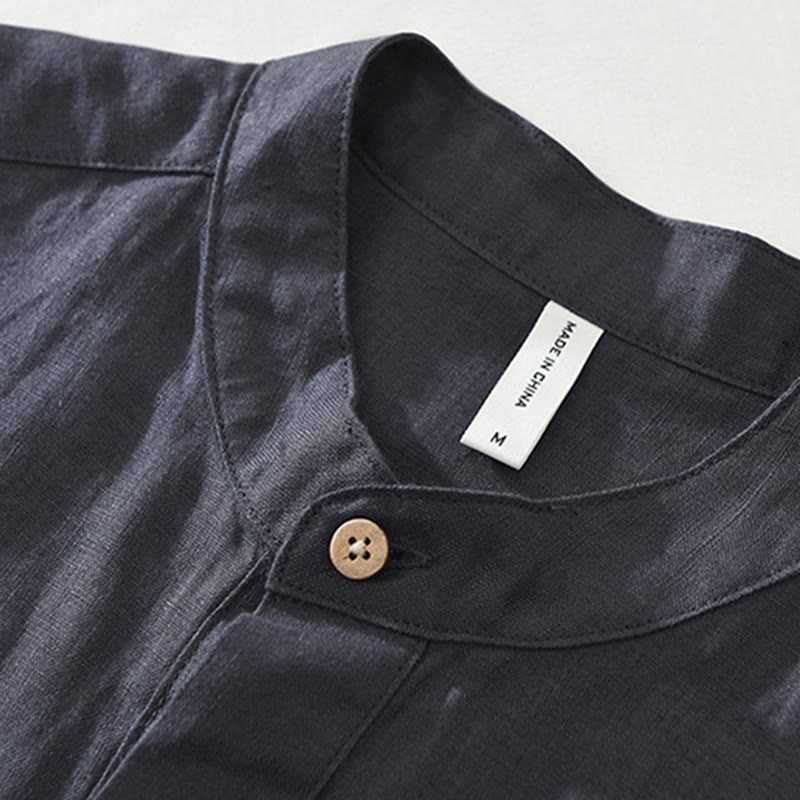 Men's Breathable Linen Short-Sleeve Meditation Shirt