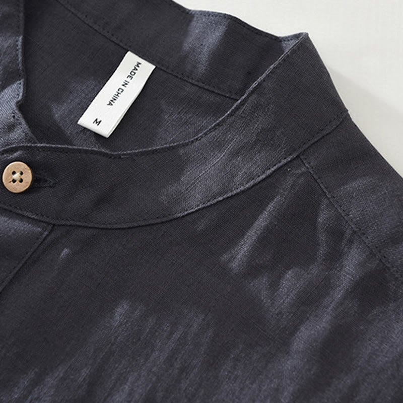Men's Breathable Linen Short-Sleeve Meditation Shirt