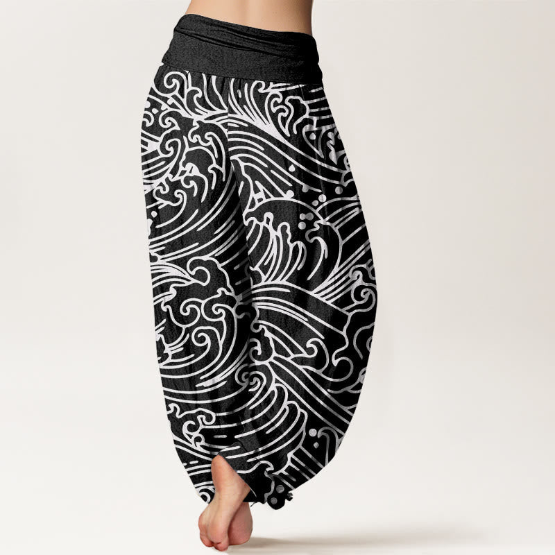 Tactile Cotton Wave Pattern Mindful Movement Harem Pants