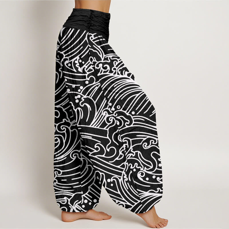 Tactile Cotton Wave Pattern Mindful Movement Harem Pants
