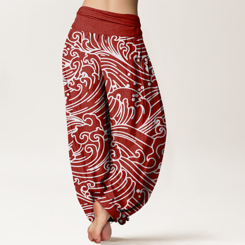 Tactile Cotton Wave Pattern Mindful Movement Harem Pants