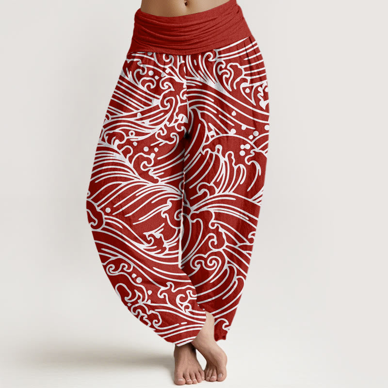 Tactile Cotton Wave Pattern Mindful Movement Harem Pants