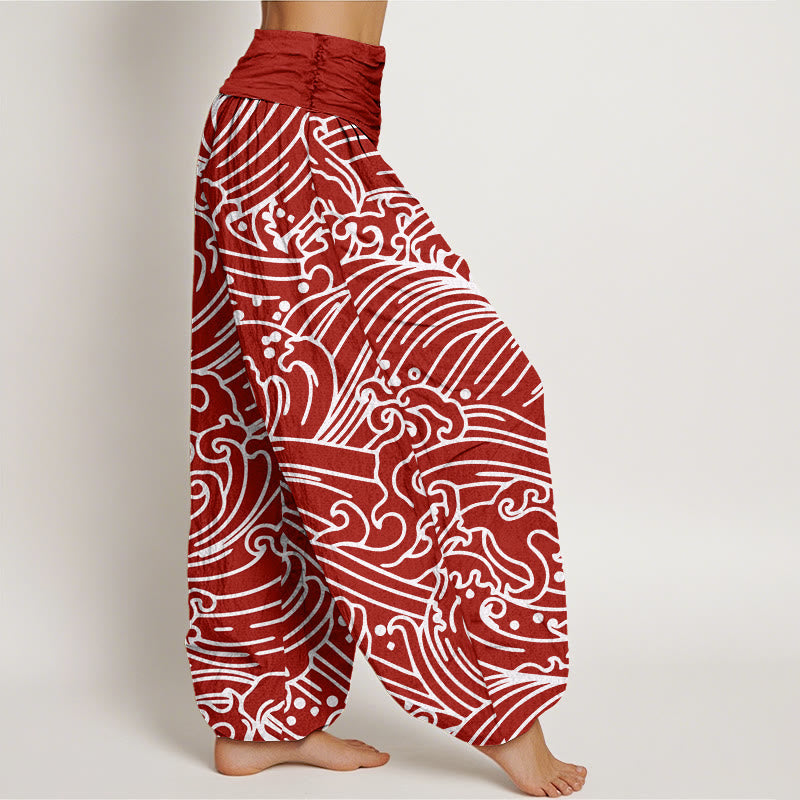 Tactile Cotton Wave Pattern Mindful Movement Harem Pants