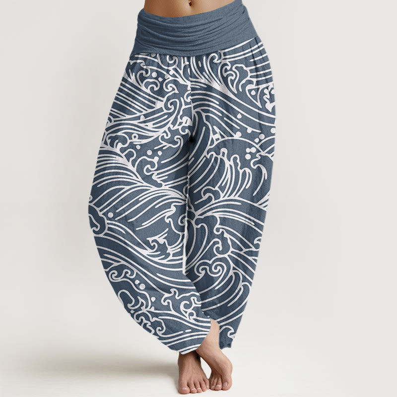 Tactile Cotton Wave Pattern Mindful Movement Harem Pants