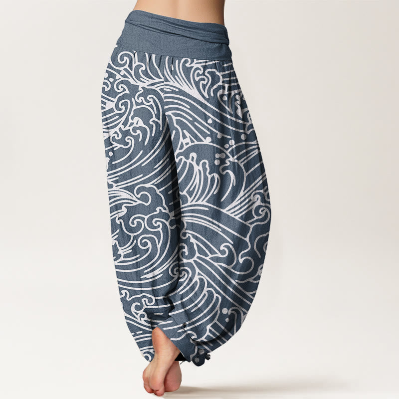 Tactile Cotton Wave Pattern Mindful Movement Harem Pants