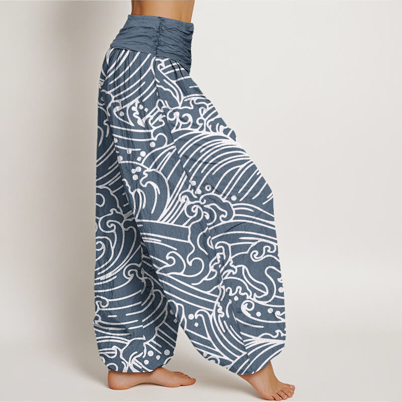 Tactile Cotton Wave Pattern Mindful Movement Harem Pants