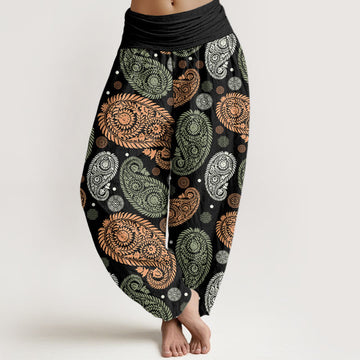 Breathable Cotton Botanical Print Meditation Harem Pants