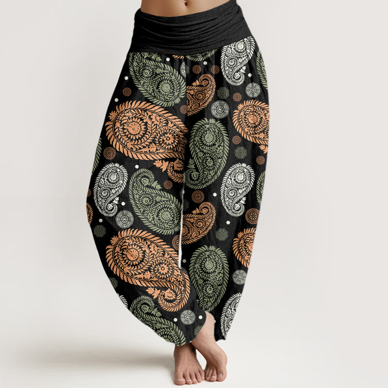 Breathable Cotton Botanical Print Meditation Harem Pants