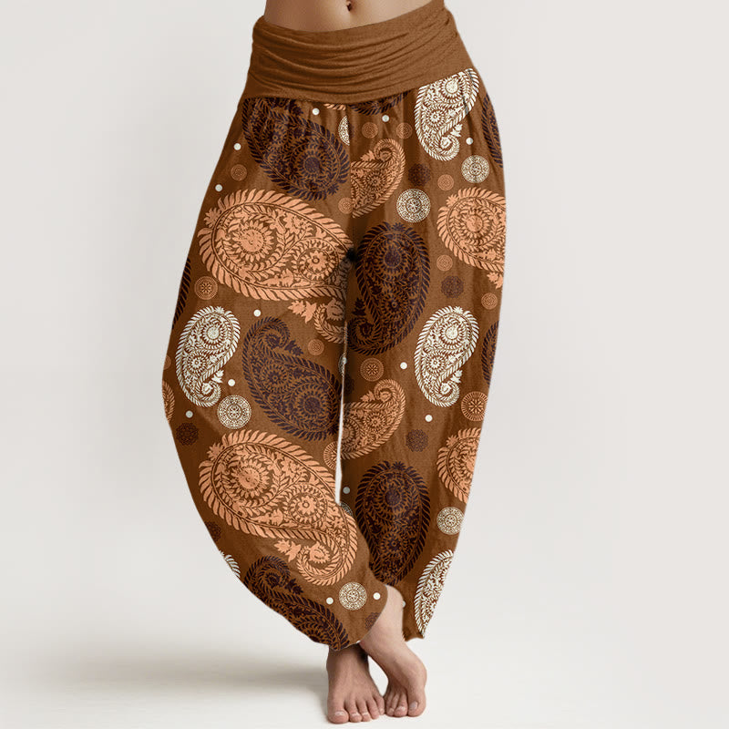 Breathable Cotton Botanical Print Meditation Harem Pants