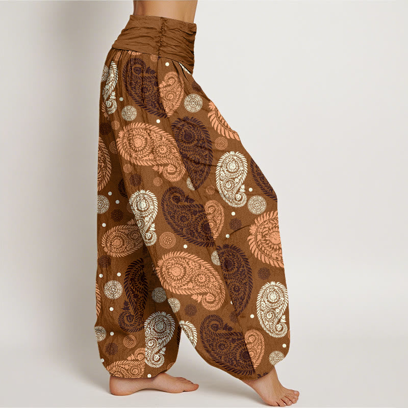 Breathable Cotton Botanical Print Meditation Harem Pants