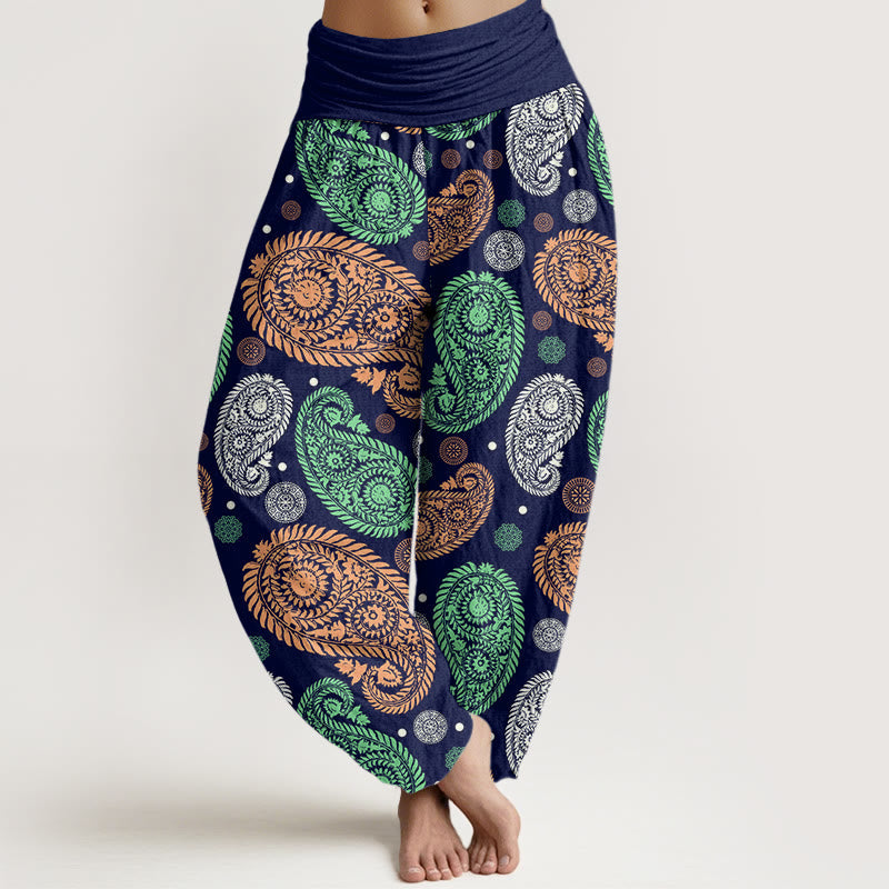 Breathable Cotton Botanical Print Meditation Harem Pants