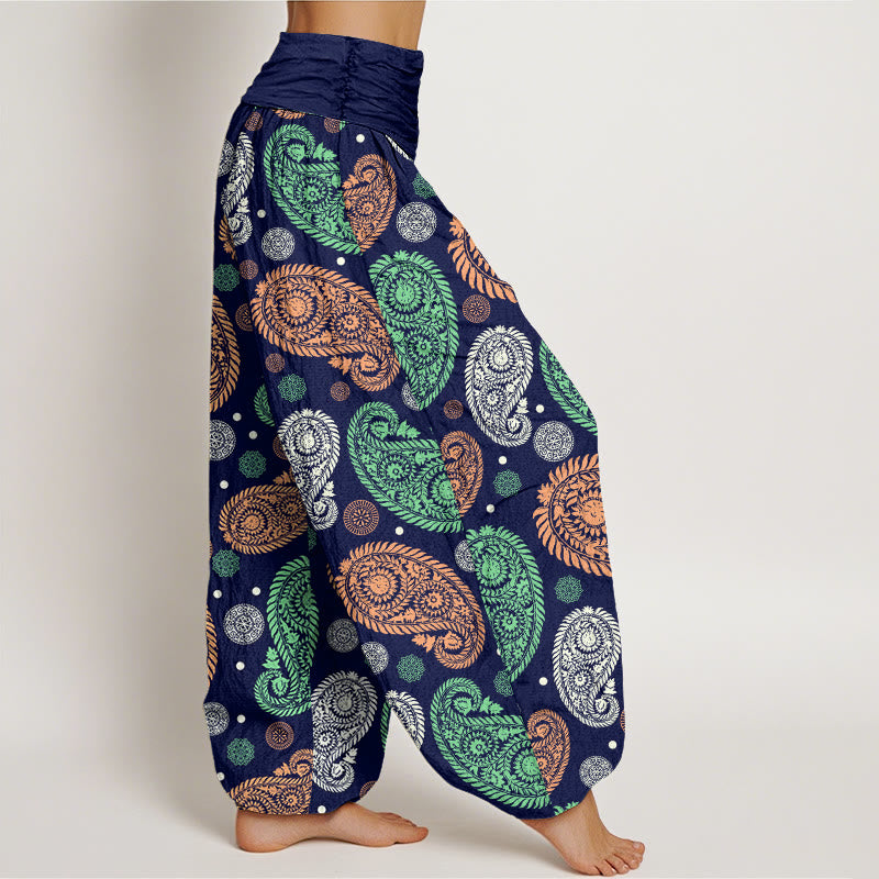 Breathable Cotton Botanical Print Meditation Harem Pants