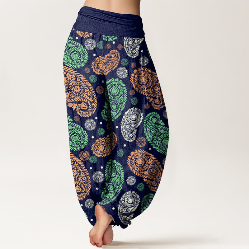 Breathable Cotton Botanical Print Meditation Harem Pants