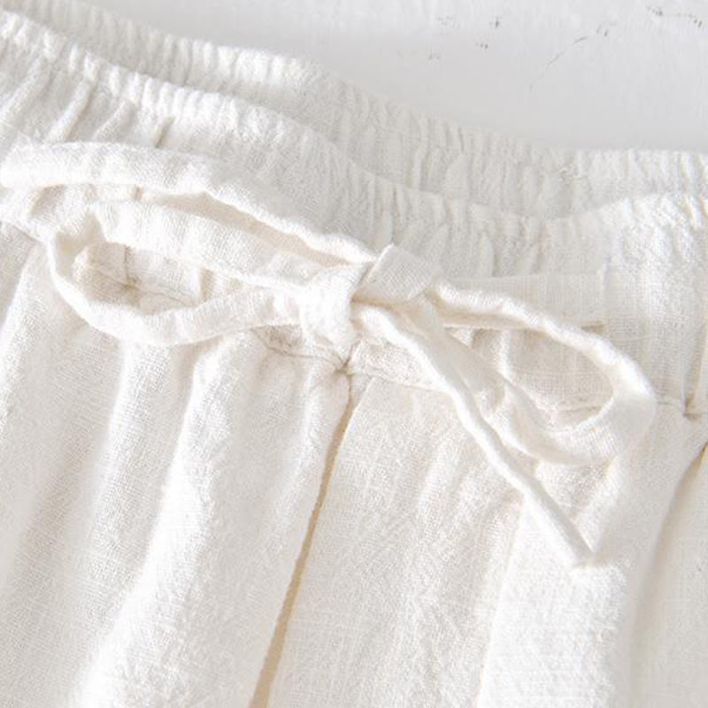 Tactile Cotton Linen Wide-Leg Mindful Movement Shorts