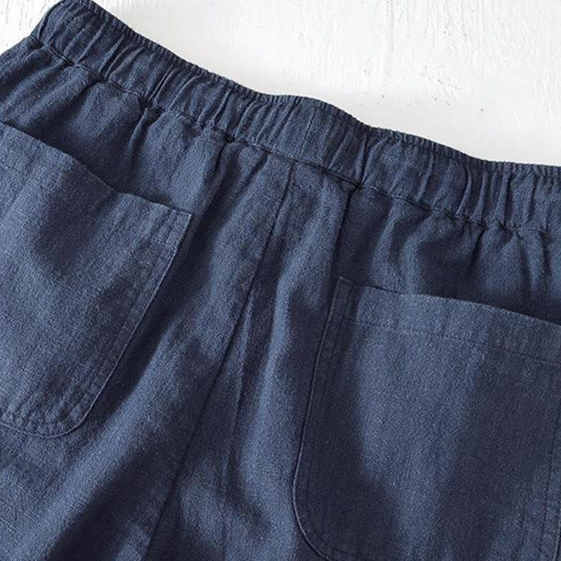 Tactile Cotton Linen Wide-Leg Mindful Movement Shorts