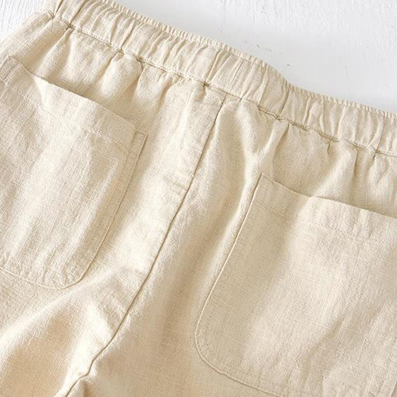 Tactile Cotton Linen Wide-Leg Mindful Movement Shorts