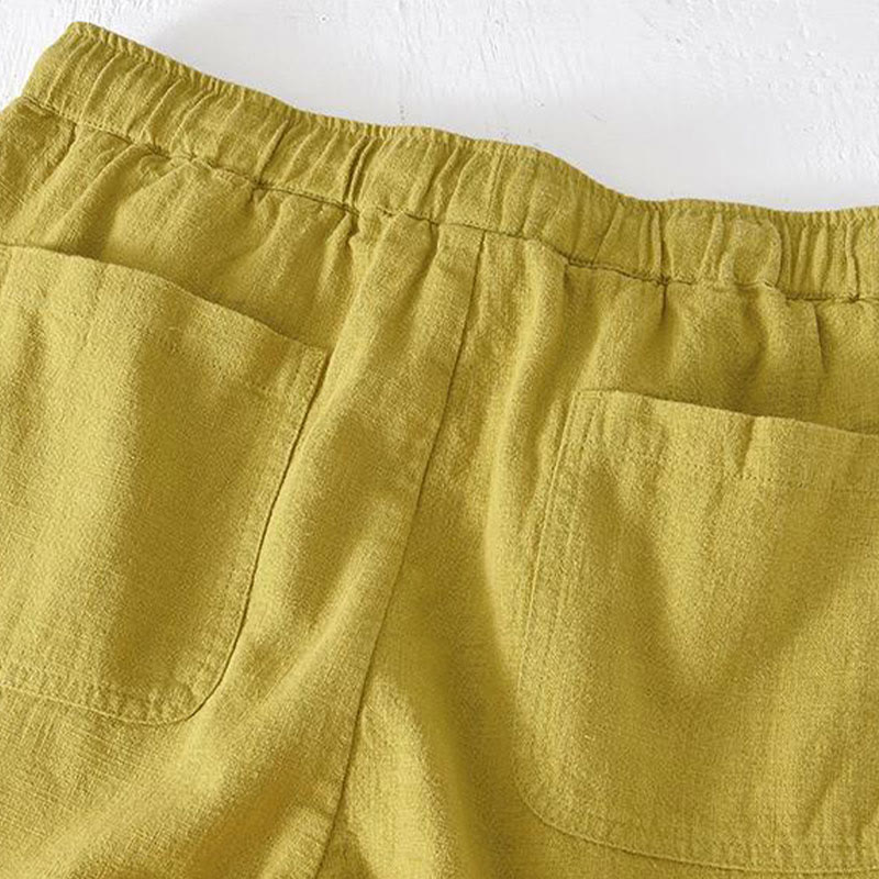 Tactile Cotton Linen Wide-Leg Mindful Movement Shorts