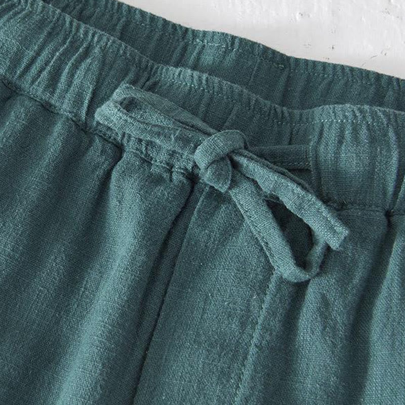 Tactile Cotton Linen Wide-Leg Mindful Movement Shorts