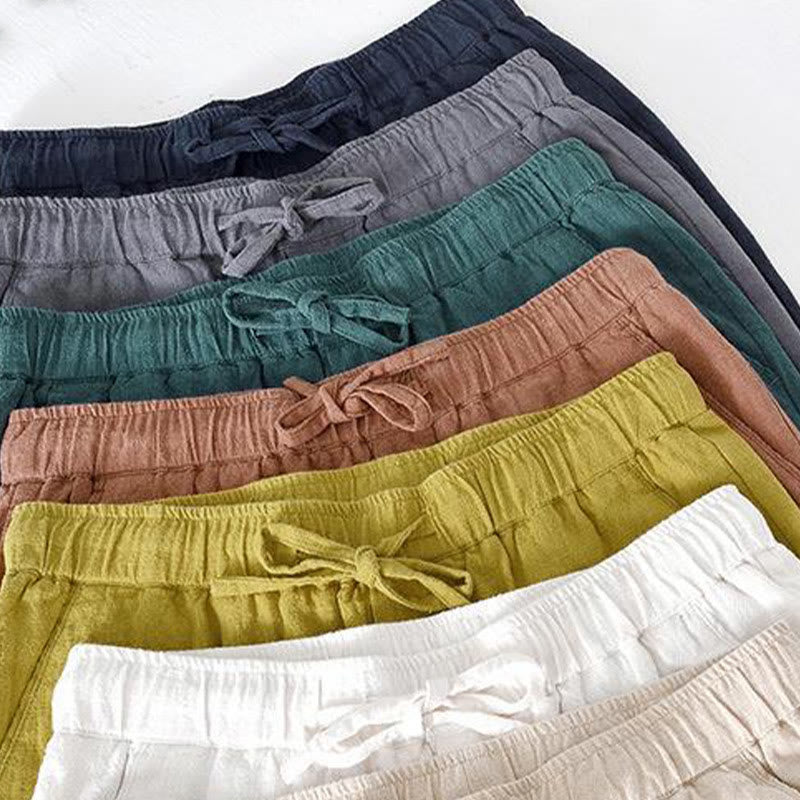 Tactile Cotton Linen Wide-Leg Mindful Movement Shorts